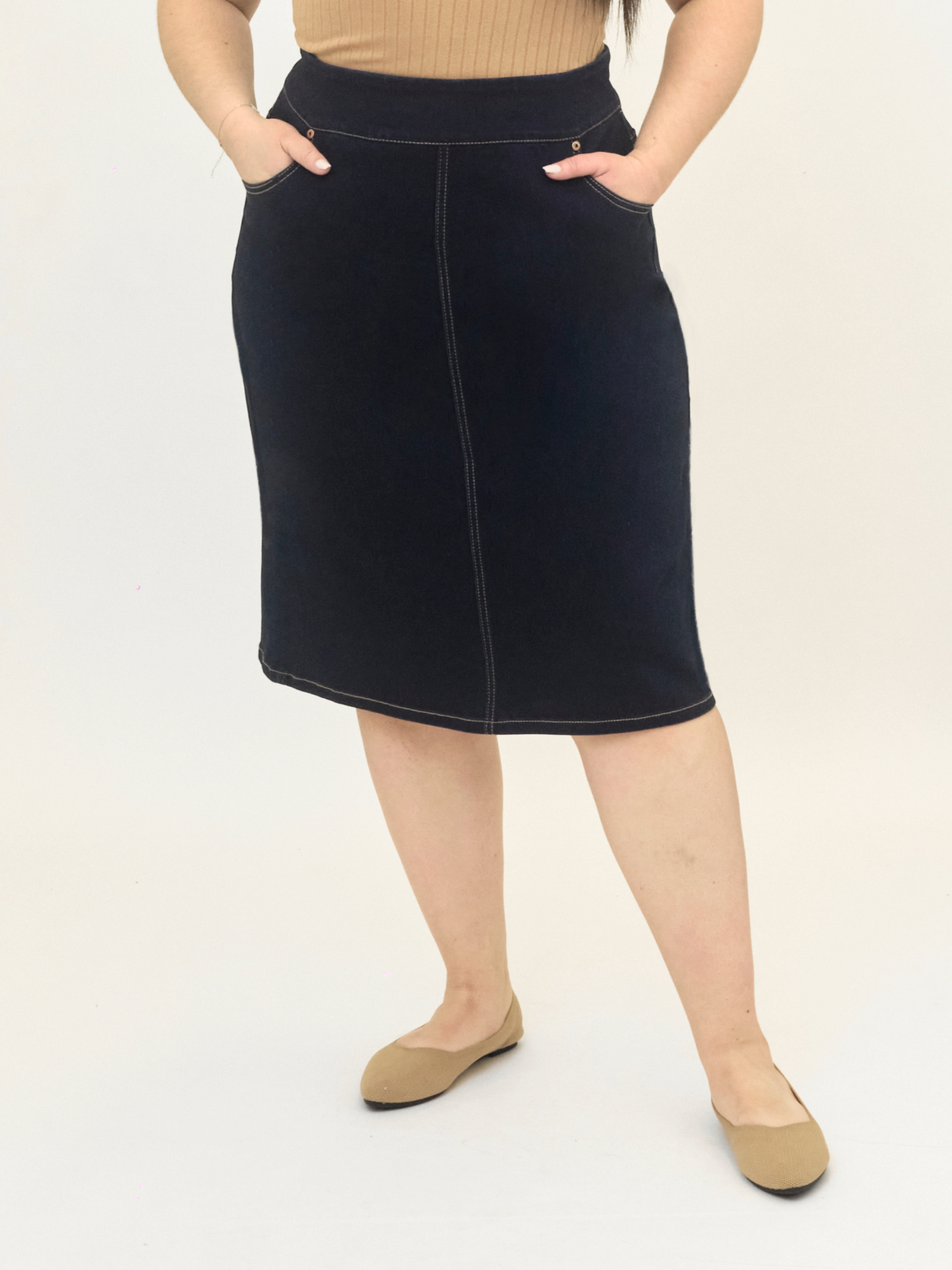 A3 Denim Women's Plus Size Pull On Skirt
